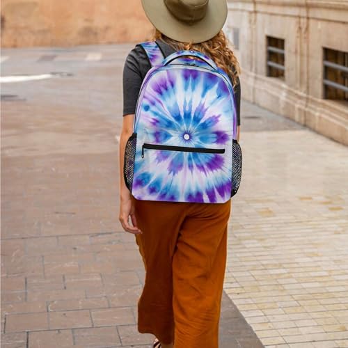 Blue Purple Tie Dye Backpack, Large Capacity College Backpack Bookbags, Waterproof Travel Backpack for Kids Boys Girls Women Men - color: Blue Purple Tie-dye