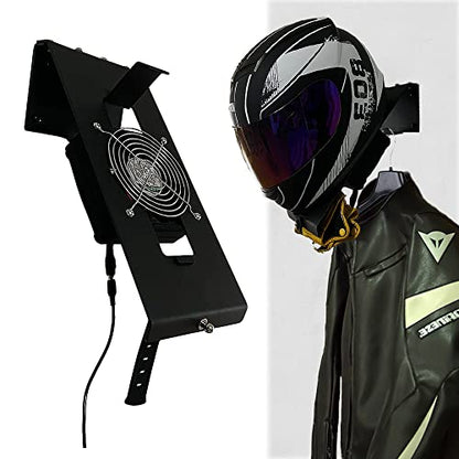 Helmet Dryer Helmet Wall Mount Holder Rack with Ventilation Fan for Motorcycle Helmets, Coats, Gloves