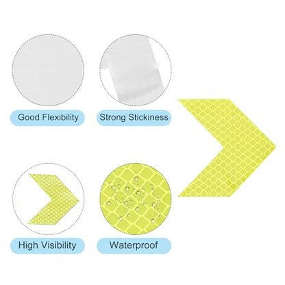 PATIKIL Reflective Stickers, 20 Pack 2.36 x 2.36 Inch Waterproof Adhesive High Visibility Night Caution Warning Arrow Shape Safety Tape Reflector for Trucks Trailers Cars, Green - color: Green