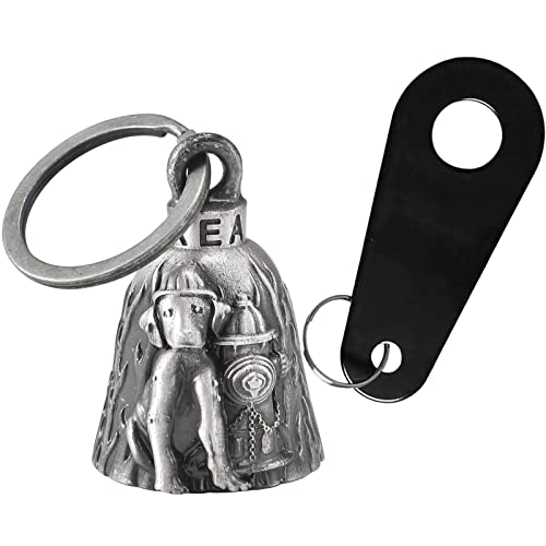 Dream Apparel Motorcycle Bell Guardian Angel Drive Away Gremlin, Biker Bell for Men Women Rider Riding, Good Luck Gift - color: Dog and Fire Dept
