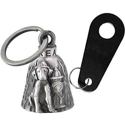 Dream Apparel Motorcycle Bell Guardian Angel Drive Away Gremlin, Biker Bell for Men Women Rider Riding, Good Luck Gift - color: Dog and Fire Dept