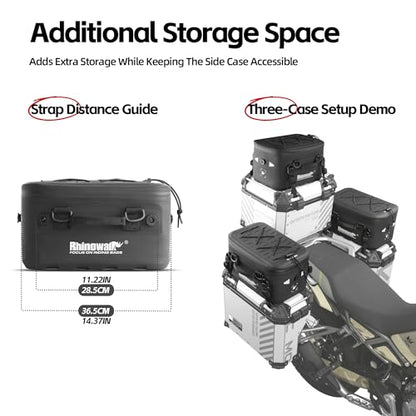 Rhinowalk 36L Waterproof Motorcycle Tail Bag Combo - Hard Shell Top Case with 22L Shockproof Camera Insert for DSLR/Drone Gear - Modular Photography & Travel Luggage (16L Tail Bag)