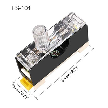 uxcell Fuse Holder FS-101 Single Pole with Indicator Light 6mmx30mm Fuse Included 250V 10A 5Pcs
