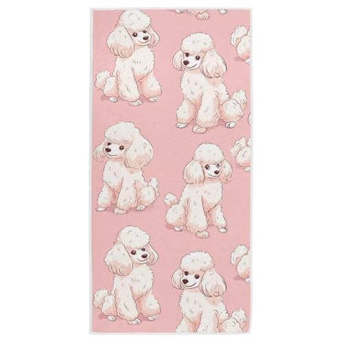 Naanle Sweet Cute Poodles Dogs Pink Soft Absorbent Hand Towel Decor for Bathroom, Guest, Hotel, Kitchen, Gym and Spa(16" x 30") - color: Poodle