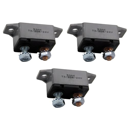 ZOOKOTO 3pcs 12-24V 20 Amp ATV Resettable Stud Bolt Circuit Breaker Fuse Holder 20A - color: 3Pcs, size: 20A
