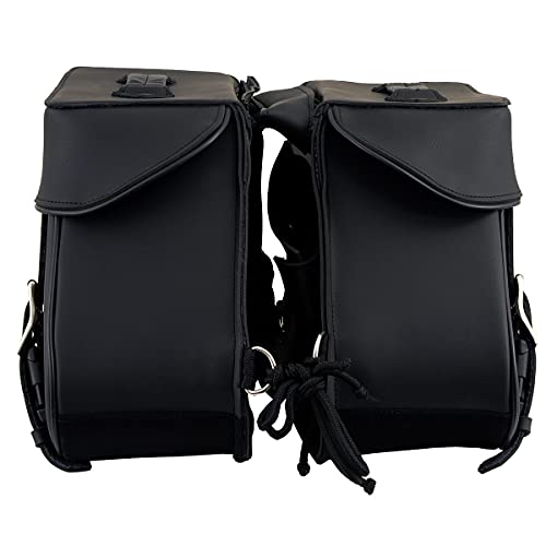 Milwaukee Leather PVC 2-Strap Throw-Over Easy Zip off and off Motorcycle Saddlebags - Medium - color: SH55201ZB-BLACK, size: Medium