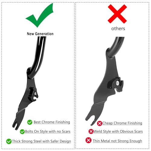 Detachable Sissy Bar Passenger Backrest for Harley Touring Road Glide Road King CVO Street Glide Electra Glide Ultra 2009-2025 (26" Black) - color: Black, size: 2009-2024