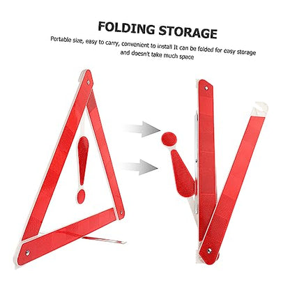 TOYANDONA 2pcs Car Warning Triangle Kit Durable Folding Reflective Safety Tripod for Roadside Emergency Vehicle Maintenance