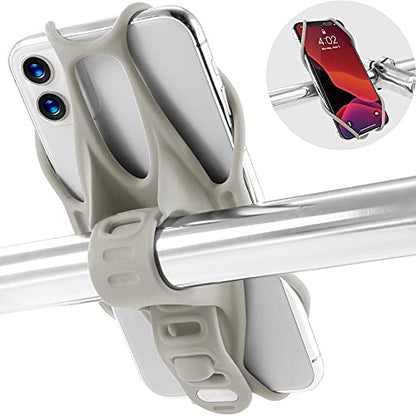 Bone Bike Tie 3, Bike Cell Phone Mount for Handlebar, Scratch-Free Silicone Holder with Anti-Slip Design, Universal Cycling Phone Holder Compatible with Most Smartphones (Gray - Handlebar) - color: Bike Tie 3 - Gray