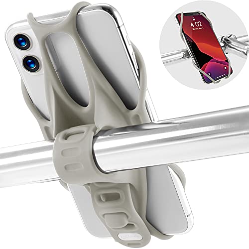 Bone Bike Tie 3, Bike Cell Phone Mount for Handlebar, Scratch-Free Silicone Holder with Anti-Slip Design, Universal Cycling Phone Holder Compatible with Most Smartphones (Gray - Handlebar) - color: Bike Tie 3 - Gray