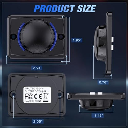 Nilight Quick USB Outlet Socket 12V 24V Dual USBs Connector 5V 4.8A Car Outlets with Waterproof Cover Rotating Cap LED Light for Cars Trucks Motorcycle RVs Campers - color: Dual USB