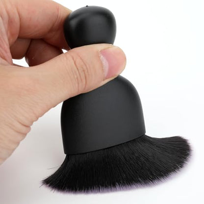 Car Detailing Brush, Soft Bristle Cleaning Brush, Scratch-Free Auto Duster Tool for Dashboard, Air Vents, Leather & Interior Cleaning (Black&White with Cap) - color: Black&White with Cap