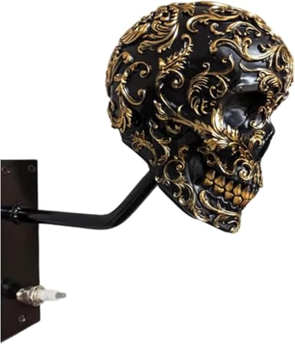 Motorcycle Helmet Skull Holder, Wall Mount Helmet Rack, Resin Crafts,Skull Helmets Holder Suitable for Motorcycle Cap, Baseball Cap, Bicycle Cap, Hat Storage Rack,Sports Gear (Type-F) - style: Type-F