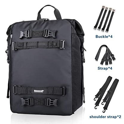 Waterproof Motorcycle Tail Bag 30L Motorbike Rear Rack Storage Bag Saddle Pannier for Touring Adventure Commuting Black - size: 30L