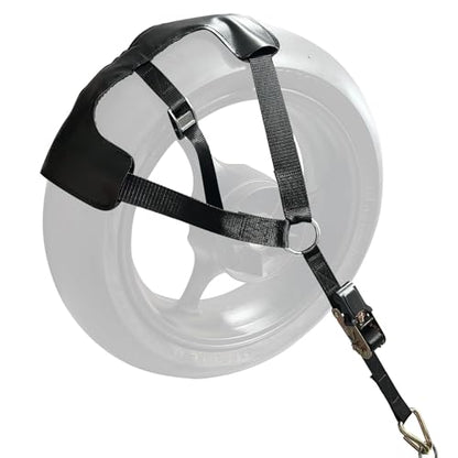 MOTO4U Motorcycle Tire Sling Ratcheting Tie Down, Heavy Duty Black Strap with Ratchets, Non-Slip Rubber Design for Motorcycle Rear Tires