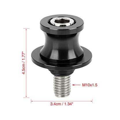 F FIERCE CYCLE 10mm CNC Swingarm Spool Stand Bobbins Starting Frame Screw Swing Arm Sliders Spools Universal Black for Motorcycle - color: Black