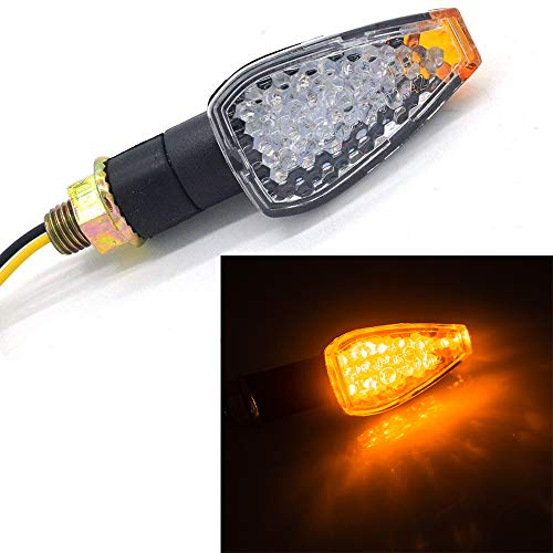 Mini Stalk Arrow Light Motorcycle Turn Signals Lights 10mm Universal Motorbike LED Indicator Blinker Amber Lamp(2 pcs) - color: Black-White
