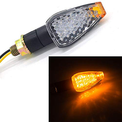 Mini Stalk Arrow Light Motorcycle Turn Signals Lights 10mm Universal Motorbike LED Indicator Blinker Amber Lamp(2 pcs) - color: Black-White