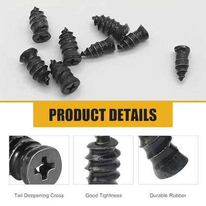 60 PCS Car Tire Repair Nails, 2-size Vacuum Waterproof Tire Plug Kit for Emergency, Tool-free Self-service Puncture Repair Screw, Universal Individually Packaged for Cars Motorcycles (Black)