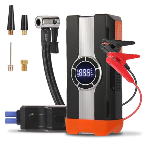 Portable Jump Starter with Air Compressor, 1000A 150PSI Car Battery Jump Starter, 12V Jump Box Car Battery Jumper Starter Portable with Tire Inflator, LED Lights (MOBE-C01)