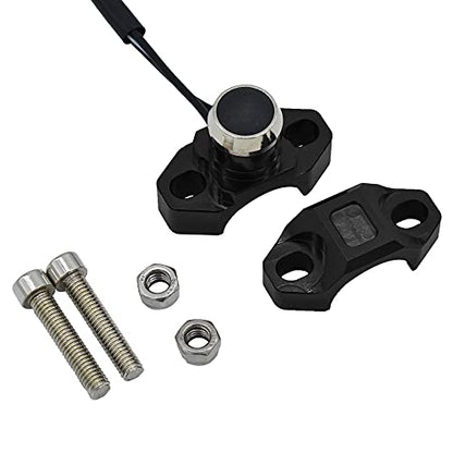CNC Aluminum 7/8" Motorcycle Handlebar Control Horn Start Switch Button Momentary Action with Two Bullet Connectors Black