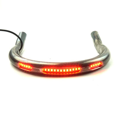 Retro Motorcycle Cafe Racer Rear Seat Frame Loop Upswept Hoop Three Lamp Holes with LED Strip Turn Singal Brake Tail Light (230mm Upswept Loop) - size: 230mm Upswept Loop
