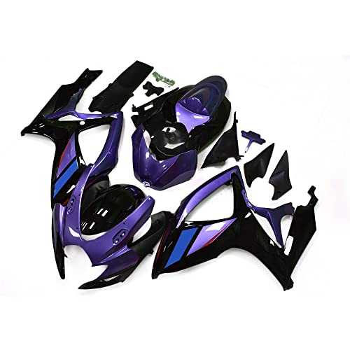 FLPRO Injection Full Fairing Kit Fit for Suzuki 2006 2007 GSXR600 GSXR750 K6 GSX-R600 GSX-R750 06 07 ABS Plastic Motorcycle Bodywork Gloss Purple Black - color: gloss purple black