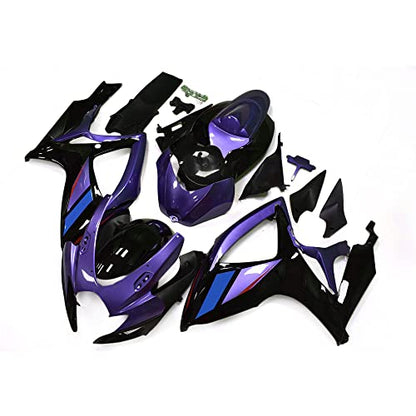 FLPRO Injection Full Fairing Kit Fit for Suzuki 2006 2007 GSXR600 GSXR750 K6 GSX-R600 GSX-R750 06 07 ABS Plastic Motorcycle Bodywork Gloss Purple Black - color: gloss purple black