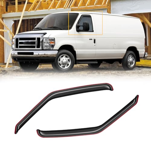 in-Channel Window Visors for 2007-2014 Ford E-150 E-250 E-350 E-450 Super Duty, Rain Guards Shields Vent Deflector Shade Dark Smoke for E150 E250 E350 E450, 2PCS - style: For 2007-2014 | Ford E-150/ E-250/ E-350/ E-450 | In-Channel