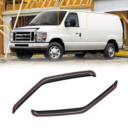 in-Channel Window Visors for 2007-2014 Ford E-150 E-250 E-350 E-450 Super Duty, Rain Guards Shields Vent Deflector Shade Dark Smoke for E150 E250 E350 E450, 2PCS - style: For 2007-2014 | Ford E-150/ E-250/ E-350/ E-450 | In-Channel