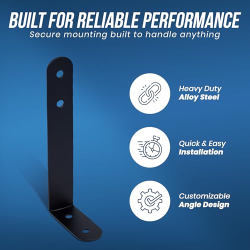 UBL Large L Shaped Mounting Bracket for LED Stick Lights & Off-Road Light Bars - Heavy-Duty Alloy Steel L-Shaped Mount - Powder-Coated Black - 6.5” Long Side, 2.5” Short Side, Two 1/4” Holes