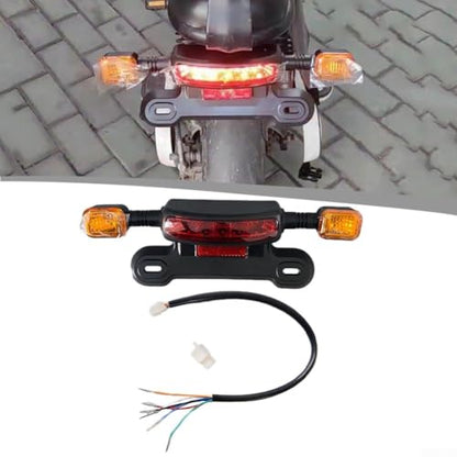 LED Electric Bicycle Tail Light, Bike Rear Lights, Led Flashlight 12V Motorcycle Turn Signal Brake Assembly With Driving Black Yellow Waterproof For 2 Wheel Vehicle