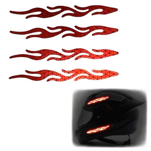 customTAYLOR33 High-Intensity Grade Premium Reflective Tribal Flame Helmet Decals, Motorcycle Safety Sticker Decals (Red) - color: Red