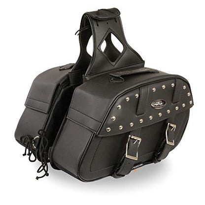 Milwaukee Leather Studded Throw-Over Motorcycle Saddlebags – Synthetic Leather – Universal Fit – Zip-Off - Large - color: SH61101ZB-BLACK, size: Large