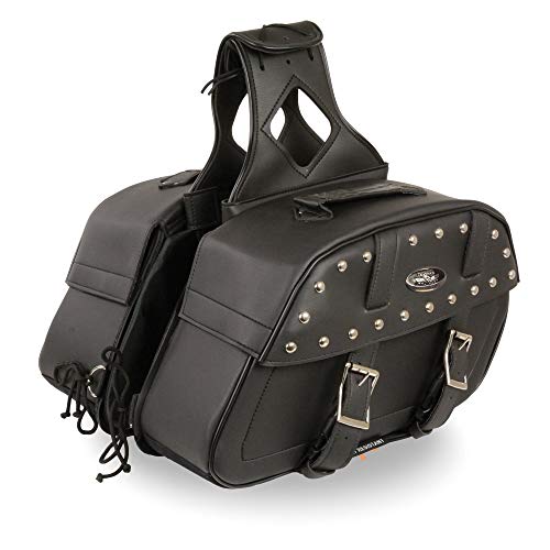 Milwaukee Leather Studded Throw-Over Motorcycle Saddlebags – Synthetic Leather – Universal Fit – Zip-Off - Large - color: SH61101ZB-BLACK, size: Large