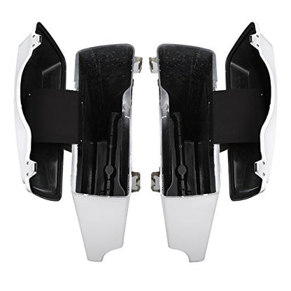 XMT-MOTO Stretched Hard Saddlebags Saddle bags Fit for Harley 1994-2013 Touring models road glide road king ultra street glide electra glide and 1984-2017 Softail models White - color: White, size: Stretched