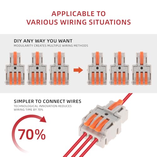 DIANN 10pcs Lever Wire Connectors 1 in 3 Out Circuit Inline Splices Electrical Wire Connector 28-12 AWG Quick Connect Splice Wire Connectors - style: 1 in 3 out