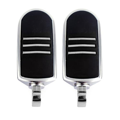 Chrome Rubber Foot Pegs Motorcycle Footpeg Footrest Set Fits For 1986 and Newer Harley Touring and Softail Models (Chrome) - color: Style 2#-Chrome