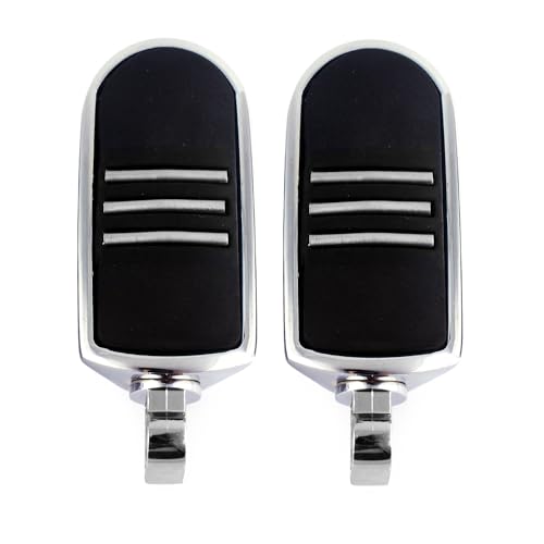 Chrome Rubber Foot Pegs Motorcycle Footpeg Footrest Set Fits For 1986 and Newer Harley Touring and Softail Models (Chrome) - color: Style 2#-Chrome