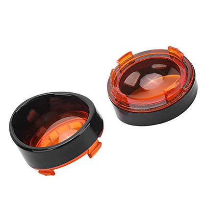 Motorcycle Turn Signal Light Cover Trim, ABS Protective Case with Strong Light Transmission, for Motorcycle Turn Signals (Black Orange)