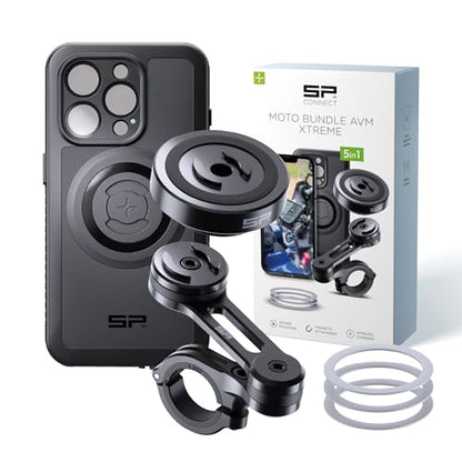 SP CONNECT Moto Bundle II AVM Xtreme | SPC+ |Compatible with iPhone 15 Pro | Phone Mount for Motorcycle | Motorcycle Phone Holder | Handlebars - style: for iPhone 15 Pro