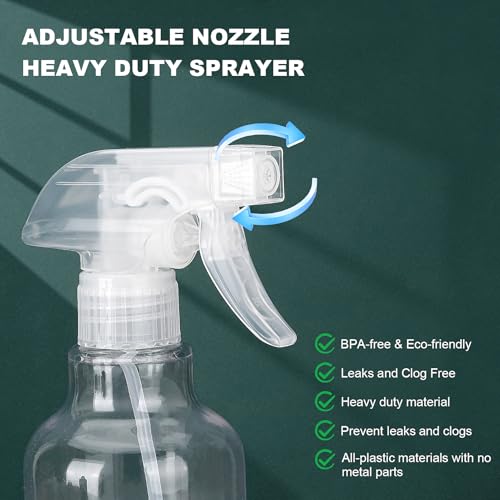 Spray Bottles 16.9oz Plastic Spray Bottle for Hair Mist/Stream Heavy Duty Empty Spray Bottles for Cleaning Solutions, Plants (16.9oz-Clear) - color: 16.9oz-Clear