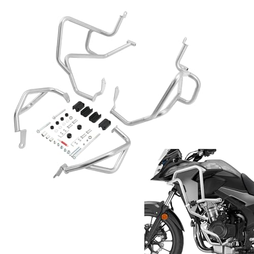 TCT-MOTORPARTS Engine Guard Crash Bar Upper Lower Engine Bar Protector Fit For Honda CB500X ABS 2019-2023 CB400X 2021 Silver - color: Silver
