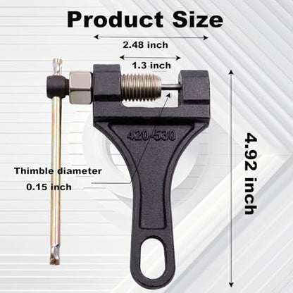 Chain Breaker #420-530, Heavy Duty Chain Breaker Riveting Tool, Chain Removal Pin Link Splitter Motorcycle Accessories Fit for Bike Bicycle ATV Dirt Pit Quad Go Kart Scooter Tractor Chain Break