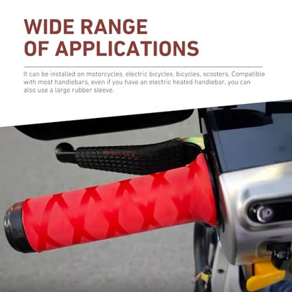 4 PCS Motorcycle Heat Shrink Grip Sleeves, Grid Pattern 2 Handlebar and 2 Brake Handlebar Cover, Rubber Anti-Slip Comfortable Grip Cover, Heating Tight Fit Protective Sleeve (Red) - color: Red