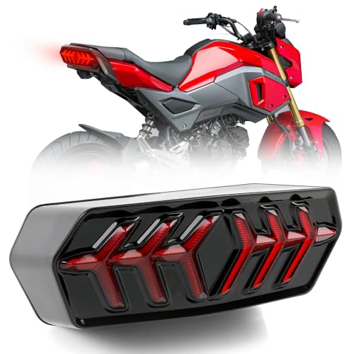 DREAMIZER LED Tail Light w/Turn Signal Sequential Motorcycle Taillight Compatible with Honda Grom MSX125 CBR650 CTX700 CTX700N and More (Red) - color: Red