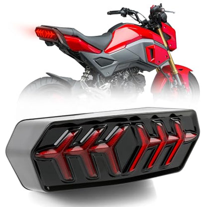 DREAMIZER LED Tail Light w/Turn Signal Sequential Motorcycle Taillight Compatible with Honda Grom MSX125 CBR650 CTX700 CTX700N and More (Red) - color: Red