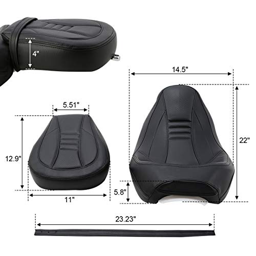 Motorcycle Seat For Harley SLMOTO Low-Profile 2-Up Seat Detachable Rider Passenger Pillion Leather Seat For Touring Road King Street Glide Road Glide Electra Glide CVO 2009-2023 - color: Style A Black