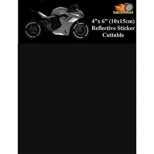 SlickMod - Reflective Sticker Sheet for Phone, Camera, Bike, Motorcycle, Stroller, Helmets, Scooter & More - Custom DIY Adhesive Film Kit - High Visibility (1. Black, 4" x 6") - color: 1. Black, size: 4" x 6"