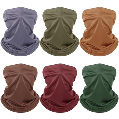 Geyoga 6 Pieces Summer UV Protection Cooling Neck Gaiter Face Clothing Neck Gaiter Mask Scarf Sunscreen Breathable Bandana - color: Earth Tones